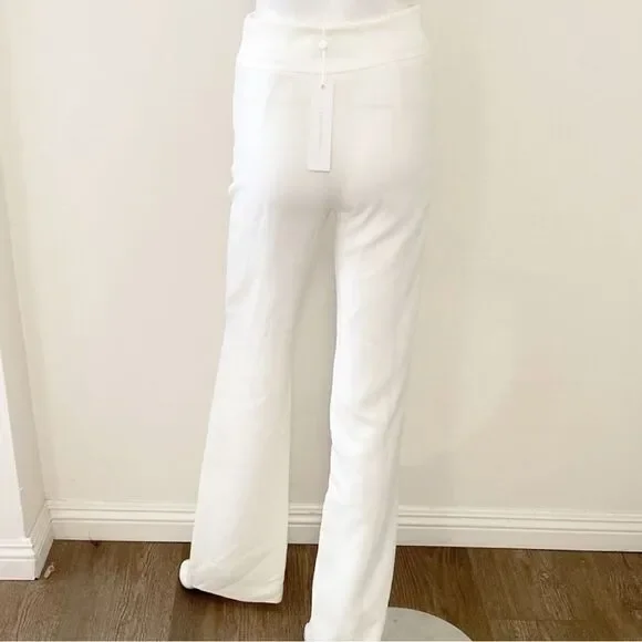 Jonathan Simkhai Core Collection Signature Ariah White Wide Leg Pant w/ Slits - Picture 4 of 8